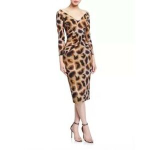 Chiara Boni La Petite Robe‎ animal print ruched midi dress size IT 40 / US 4